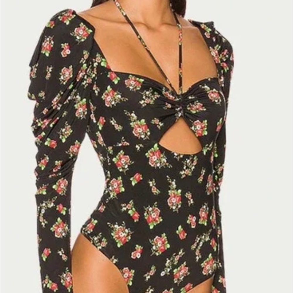 Revolve AFRM Coppelia Bodysuit in Noir Rose Garden Size XL